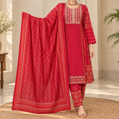 Get into the festive spirit with this new, exclusive red three-piece collection!